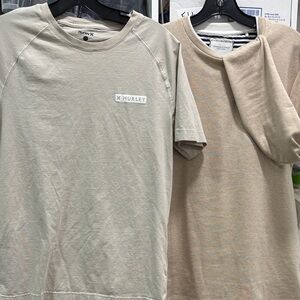 Men's Light Tan Short Sleeve Tee & Long Sleeve Top Casual. Lot of two